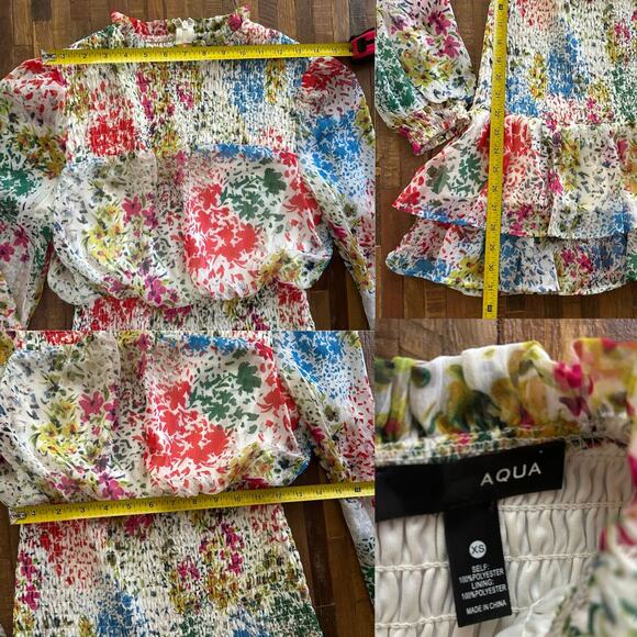 Aqua Floral Mini Dress, NWOT Size XS - Picture 4 of 4